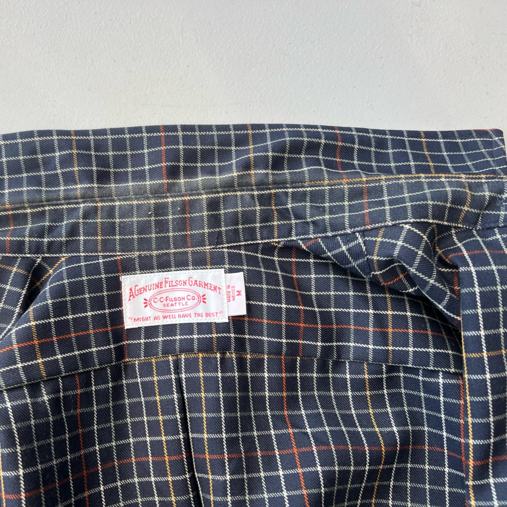 Filson Northwest Wool Shirt Navy Blue Yellow Red Plaid Grid Dress Button Up - Picture 2 of 12